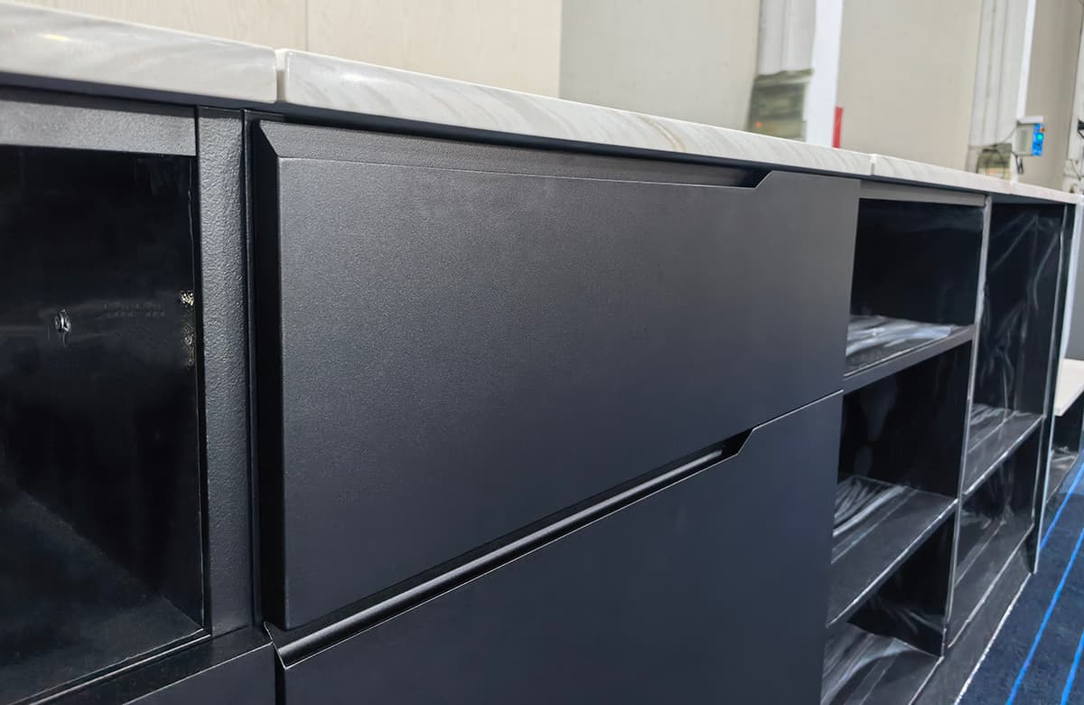 FLASH Shape Door Design Extruded Aluminium Outdoor Kitchen Cabinet Sample For New Zealand Market