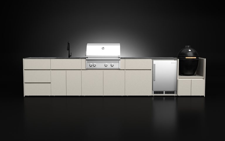 Linear Design Kamado Grill Outdoor Kitchen