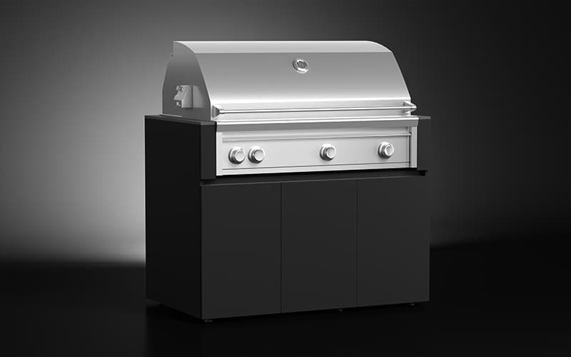 Matt Black Color Built-in Grill Cabinet