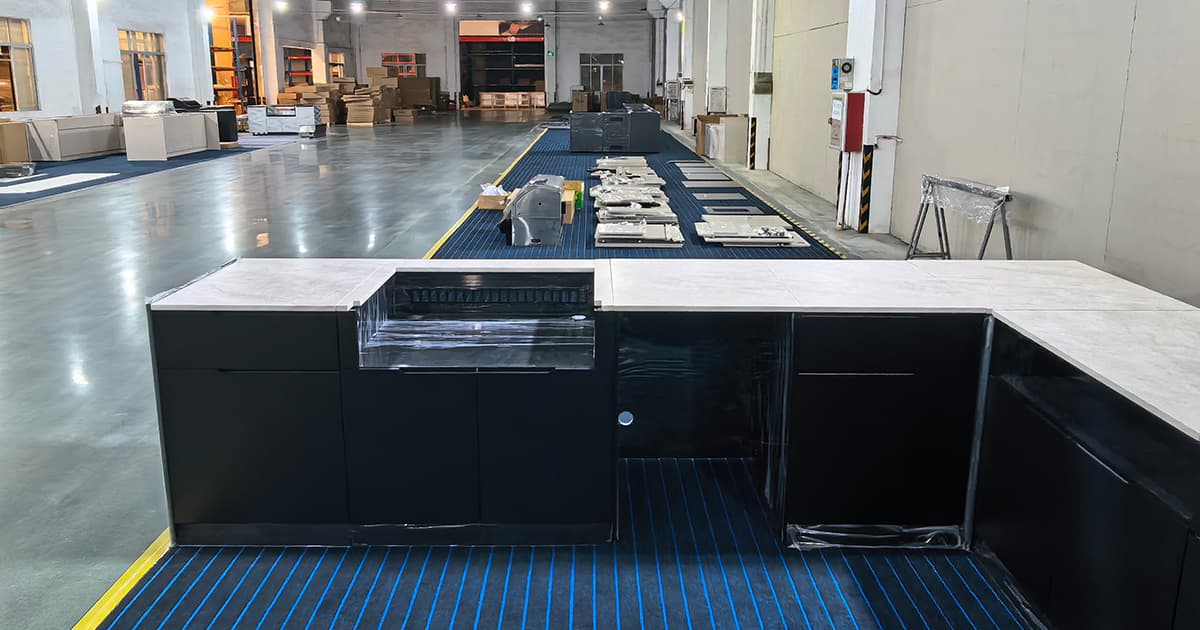 Matt Black Modern L Shaped Outdoor BBQ Kitchen