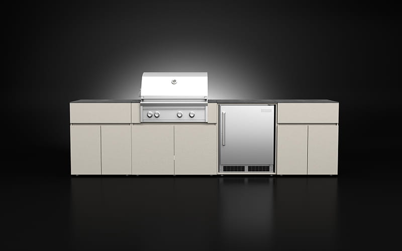 Weatherproof Outdoor Kitchen With Refrigerator